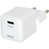 Deltaco USB-C mini wall charger 1x USB-C PD 20 W white