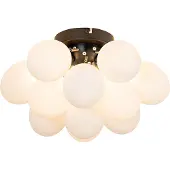 QAZQA Art Deco taklampe svart med opalglass 3-lys - Uvas