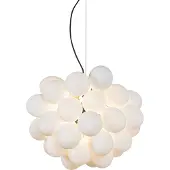 QAZQA Art Deco Hengelampe Svart med Opalglass 8-Lys Rund - Uvas