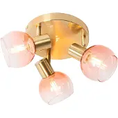 QAZQA Art Deco takspot gull med rosa glass 3-lys - Vidro