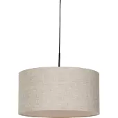 QAZQA Rustikk pendellampe svart med beige skjerm 50 cm - Combi 1