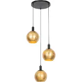 QAZQA Design pendellampe sort med gullglass 3-lys - Bert