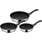 WMF 3201113818, Rund, All-bruk panne, Sort, Rustfritt stål, Keramisk, Gass, Halogen, Induksjon, 3 stykker, 340 mm