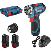Bosch GSR 12V-15 FC Professional - Drill/driver - trådløs - 2 hastigheter - 1/4 sekskantsokkel, kjoks uten nøkkel 10 mm - 30 N·m - 2 batterier - 12 V
