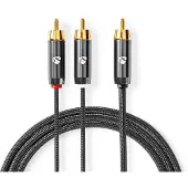 Nedis CATB24000GY30, RCA, Hankjønn, 2 x RCA, Hankjønn, 3 m, Grå