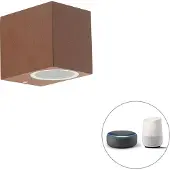 QAZQA Smart vegglampe rustbrun IP44 inkl. Wifi GU10 - Baleno