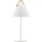 Nordlux Bordlampe Strap i metall med lærrem, hvit