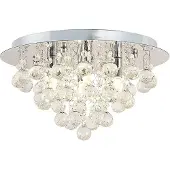 LINDBY taklampe Antonino, 4 lyskilder, krom, krystall, 35 cm