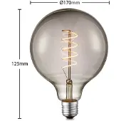 LUCANDE LED-pære E27 G125 4 W smoke 1 800 K dimbar