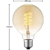 LUCANDE LED-pære E27 G95 4 W 2 700 K, dimbar, ravfarget