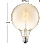 LUCANDE LED-pære E27 G125 4 W 2 700 K, dimbar, ravfarget