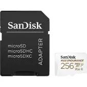 SanDisk Max Endurance - Flashminnekort (microSDXC til SD-adapter inkludert) - 256 GB - Video Class V30 / UHS-I U3 / Class10 - microSDXC UHS-I