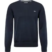 Gant for man. 8030561 Classic navy crew neck jumper (S), Casual, Cotton, Long sleeve
