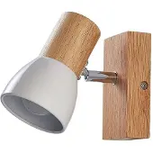 LINDBY veggspot Thorin, 14 cm høy, hvit, tre, E14