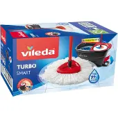 Vileda Turbo Smart, Mopp- og bøttesett, Mikrofiber, Svart, Rød, Enkel tank