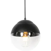 QAZQA Retro pendellampe svart med klart glass 20 cm - Eclipse