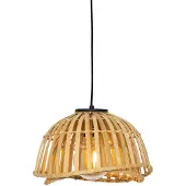QAZQA Oriental Hengelampe Svart med Naturlig Bambus 30 cm - Pua