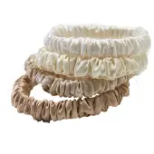 Lenoites Mulberry Silk Skinny Scrunchies White, Cream White, Beige, Light Brown
