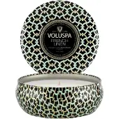 Voluspa 3-Wick Candle Decorative Tin French Linen 340g