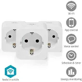 Nedis SmartLife Smart Plug Wi-Fi Power meter 3680W Hvit - 3-pakning
