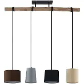 LINDBY hengelampe Amilia, stoff, 4 lyskilder, grå/beige, E27
