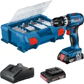 Bosch Professional Gsb18v-45+2x2.0ah Gal18v-20+82acc+lc Elektrisk Skrutrekker