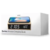 Mikamax Bamboo Wireless Charger Vekkerklokke