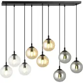 Emibig Hengelampe Glassy, 9 lyskilder, svart, grafitt/rav/klar, E14