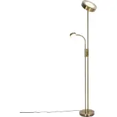 QAZQA Gulvlampe bronse inkl. LED og dimmer med leselampe - Kelso