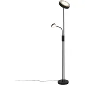 QAZQA Gulvlampe svart inkl. LED og dimmer med leselys - Kelso