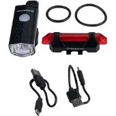 Dunlop LED sykkellyktesett foran og bak USB-lading