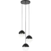 QAZQA Retro hengende lampe svart med klart glass rund 3-lys - Eclipse