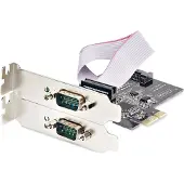 StarTech.com Startech 2-Port Serial PCIe Card, Dual-Port PCI Express to RS232/RS422/RS485 (DB9) Serial Card, Low-Profile Brackets Incl., 16C1050 UART, TAA-Compliant, Windows/Linux, TAA Compliant - Level-4 ESD Pro