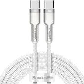 Baseus Cafule Metal Series USB-C/USB-C-kabel med nylonfletting - 100W - 2m - hvit