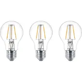 Philips LED-filamentpære 470 lm 4,3 W 2700 K klar E27 3-pk