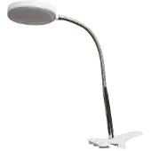 LINDBY LED-bordlampe med klips Milow, hvit, metall, 36 cm høy