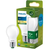 Philips - LED-filamentlyspære - form: A60 - mattslipt finish - E27 - 5.2 W (ekvivalent 75 W) - klasse A - varmt hvitt lys - 2700 K