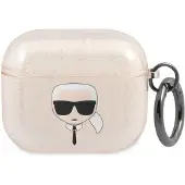 Karl Lagerfeld Glitter Karl's Head-etui for AirPods 3 - Gull
