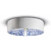 FERROLUCE PI taklampe, blomstermønster, Ø 40 cm, blå/hvit