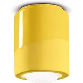 FERROLUCE Taklampe PI, sylindrisk, Ø 12,5 cm, gul