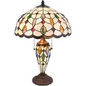 Clayre & Eef 5182 bordlampe med fargerik Tiffany-glasskjerm
