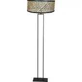 Steinhauer Stang-gulvlampe, svart/flettet lampeskjerm, svart/tre