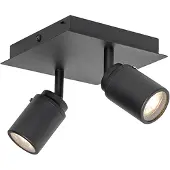 QAZQA Moderne baderomsspotlight svart firkantet 2-lys IP44 - Ducha