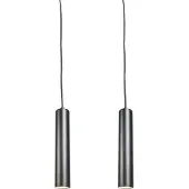 QAZQA Sett med 2 designpendellamper sort - Tuba Small