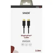 Sinox beslag Sinox SOC01203, 3 m, DisplayPort, DisplayPort, Hankjønn, Hankjønn, 7680 x 4320 piksler