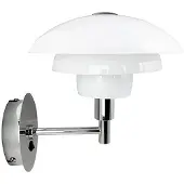 Dyberg Larsen vegglampe Morph, opal/krom, bredde 21 cm