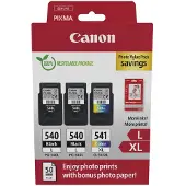 Canon PG-540L x2/CL-541XL Photo Paper Value Pack - 2-pack - svart, farge (cyan, magenta, gul) - original - hengeboks - blekkpatron/papirsett - for PIXMA MG3250, MG3550, MG3650, MG4250, MX395, MX455,