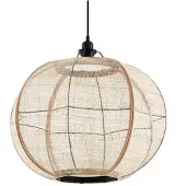 LINDBY hengelampe Aurinil, trefarget, lin, Ø 48cm, E27