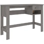 vidaXL Skrivebord HAMAR lysegrå 110x40x75 cm heltre furu