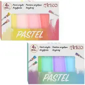Artico Akrylmaling Pastell 80ml 4-pak - Grønn/blå/lilla